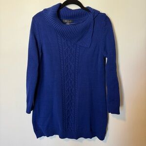 Style & Co Women’s Blue Sweater Dress Size XL Asymmetrical Neck GUC